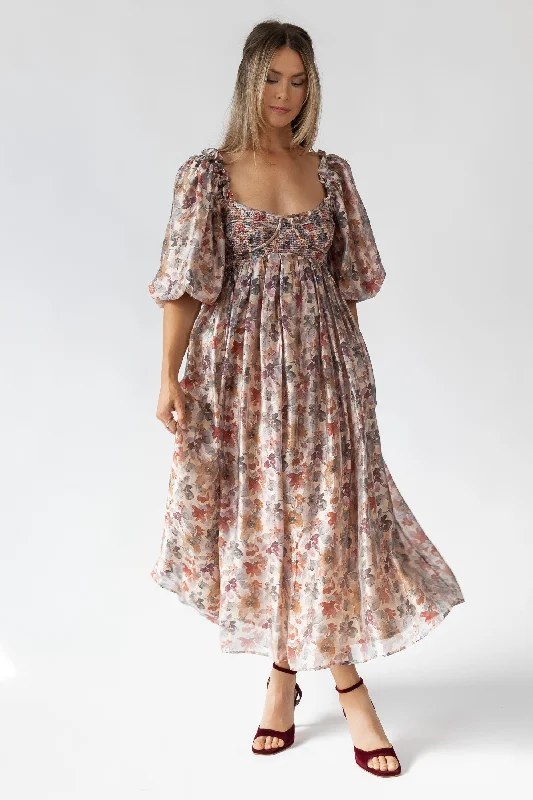 Can't Be Beat Liliane Floral Smocked Midi Dress - Final Sale
