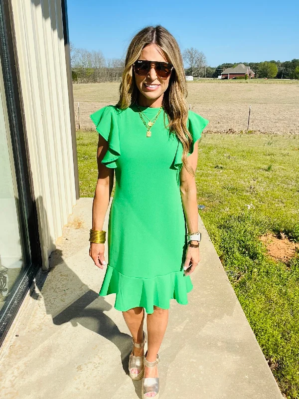 Final Clearance AUTHENIC AFFECTIONS DRESS- KELLY GREEN