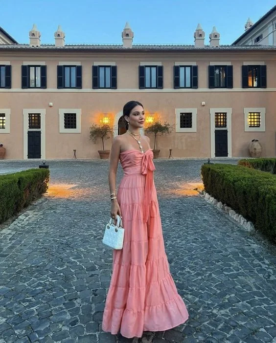 Buy Now Pink Strapless A-Line Long Prom Dress,DP1775
