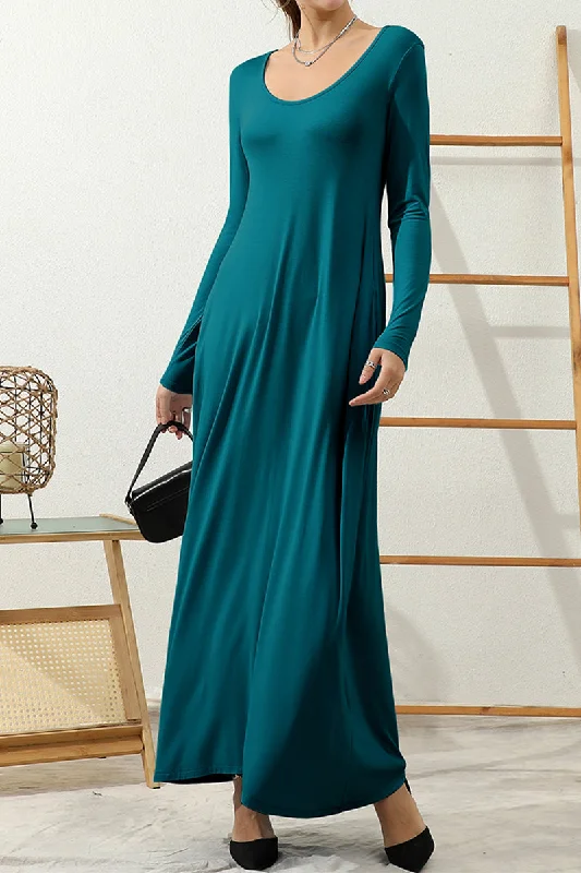 Epic Deals R NECK LOOSE FIT MAXI DRESS WITH SIDE POCKETS