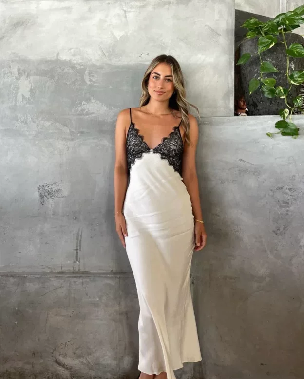 Online Exclusive Ivory Spaghetti Straps Lace Party Dress Wedding Guest Dress, DP2028