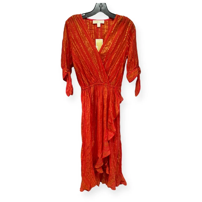 Shop and Save Gold & Orange Dress Casual Maxi Michael By Michael Kors, Size Xs