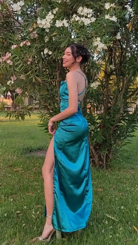 Lowest Price Backless Simple Prom Dress Classic Evening Dress Hight Split,DS4876