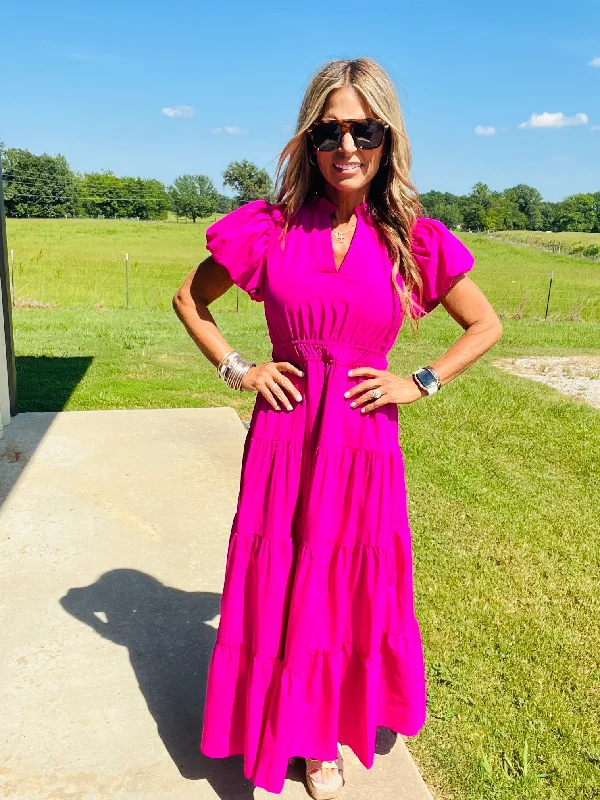 Seasonal Clearance MOONLIGHT MAXI DRESS-FUSCHIA
