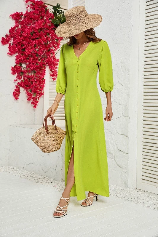 Price Buster WOMEN 3/4 SLEEVE COZY MAXI SHIRTS DRESS