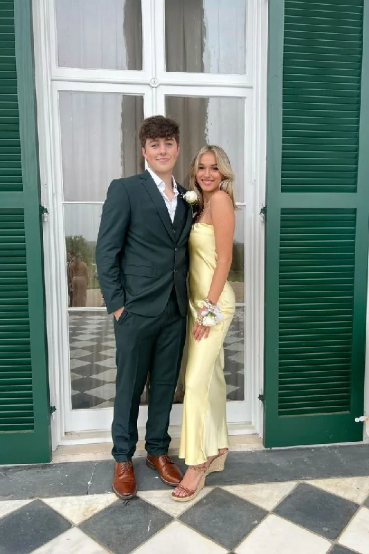 Price Rollback Light Yellow Strapless Satin Long Party Dress Wedding Guest Dress,DP1908