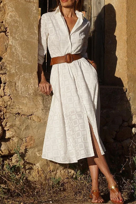 Major Savings WOMEN SQUARE PATTERNED SEXY SLIT LONG DRESS