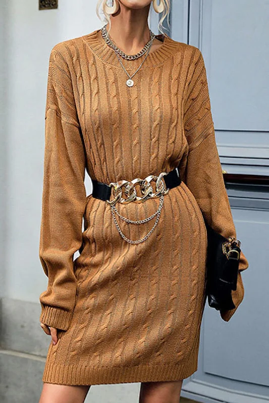 Markdown Madness CABLE KNIT LONG SLEEVE CASUAL DRESS