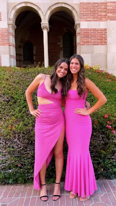 New Deals Fuchsia Strapless Mermaid Long Party Dress Wedding Guest Dress,DP1909