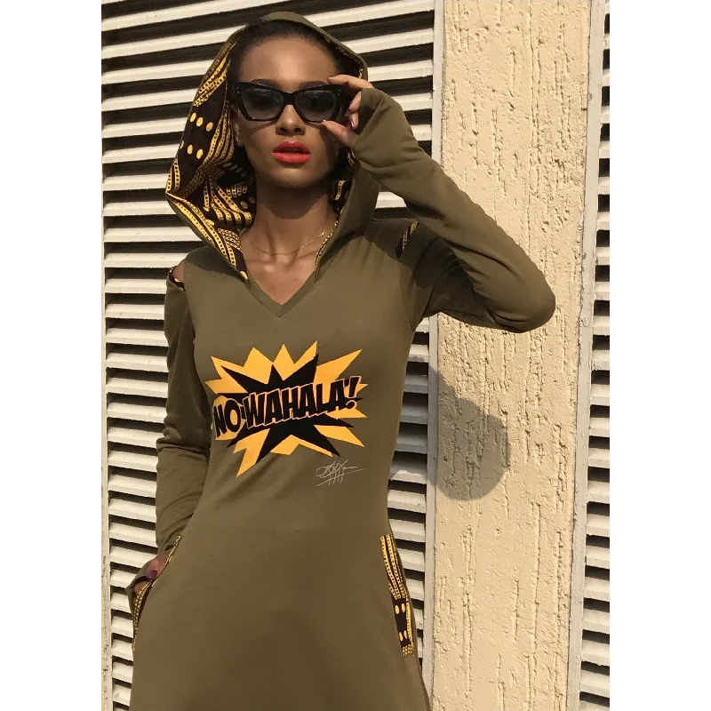 Big Discounts Olive No Wahala Hooded Dress, Hi Low, Midi or Maxi Length