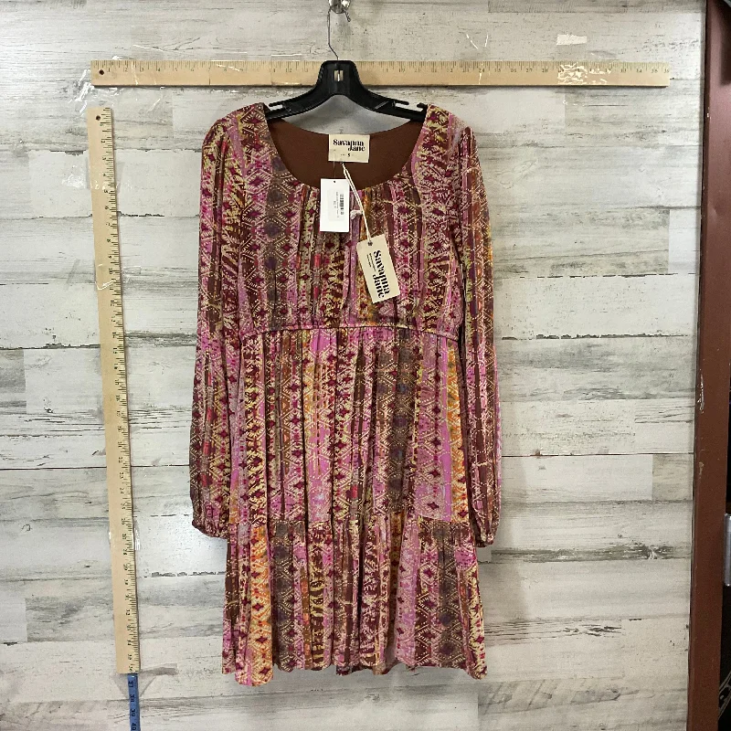 Unmissable Offer Brown & Pink Dress Casual Short Savanna Jane, Size S