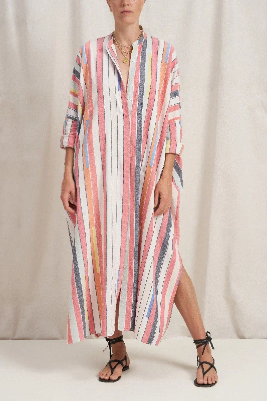 Online Only Pollux Pink Bazaar Stripe Maxi Caftan Dress