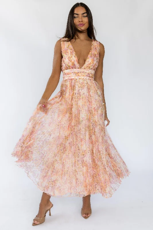 Instant Discount Malena Floral V-Neck Maxi Dress - Final Sale