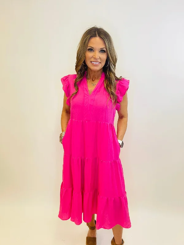 Today's Special ESSENTIAL MIDI DRESS IN HOT PINK--RESTOCK IS HERE