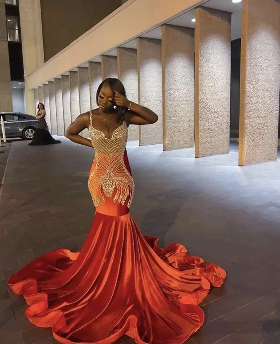 YEAR-End Clearance Long women orange mermaid party dress,evening dress, bridal gown,BL18624