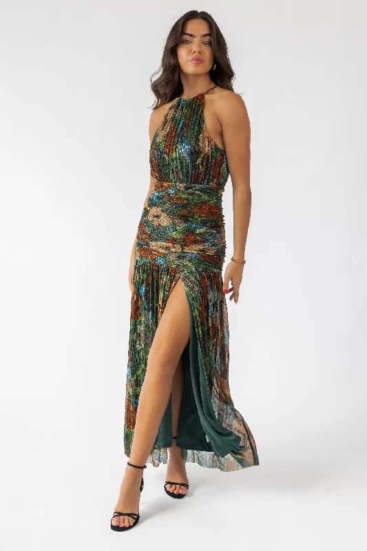 Year-End Clearance Isra Floral Ruched Maxi Dress - Final Sale