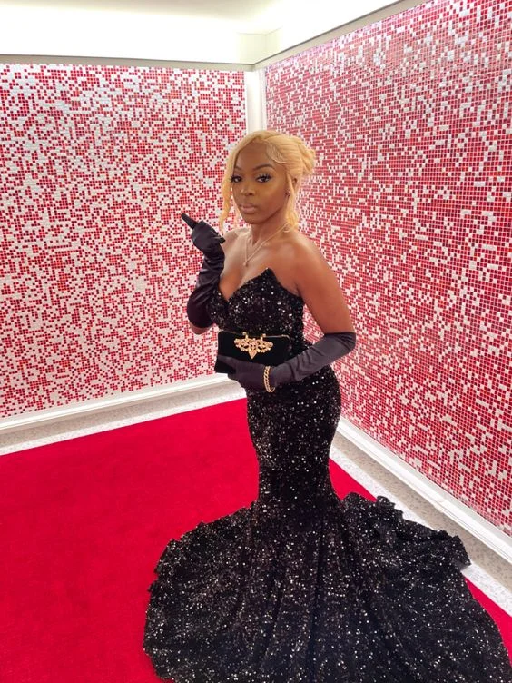 Don't Miss Glamorous Mermaid Evening Gowns Black Girl Sequin Prom Dresses,BL18616