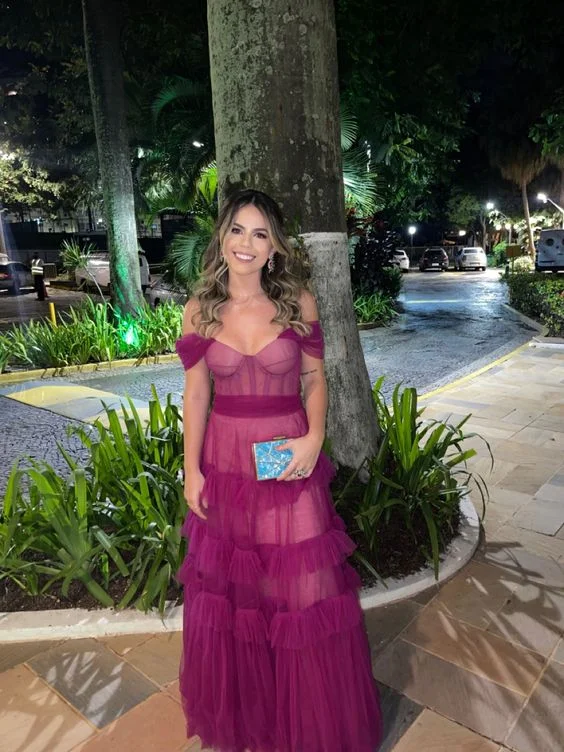 Limited Time Discount Purple Sweatheart Off Shoulder A-Line Long Party Dress,DP1788