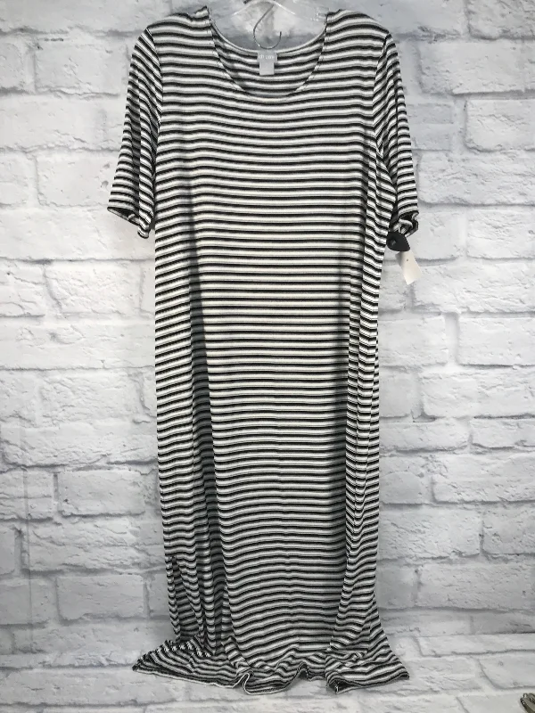 Best Deals Black & White Dress Casual Midi Chicos, Size Xl