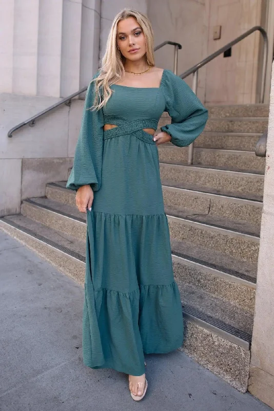 Shop and Save Amara Sage Cut Out Maxi Dress - Final Sale