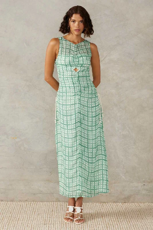 Can't Miss Seaside Check Midi Dress