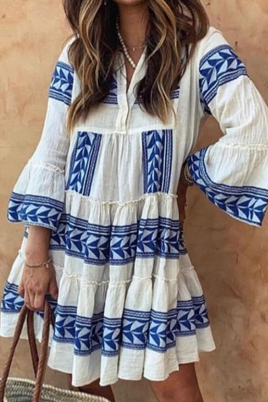 Price Reduction WOMEN BOHEMIAN BOHO RUFFLED MINI CASUAL DRESS