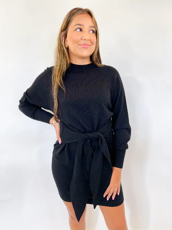 Deal Alert Black Traditional Sweater Dress