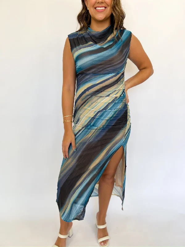 Factory Direct Sale Blue Oslo Midi Dress