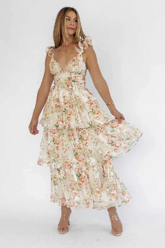 Deal of the Week Carmen Cream Floral Maxi Dress