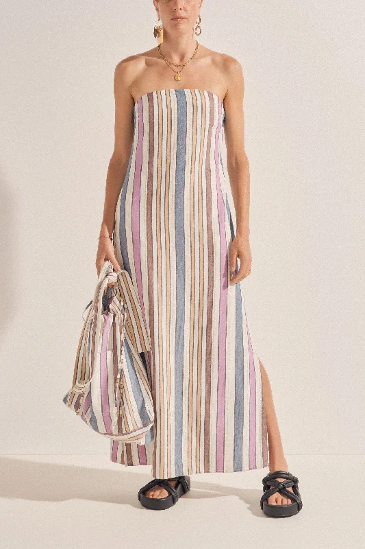 TIME-Limited Offer Dione Naxos Stripe Strapless Dress