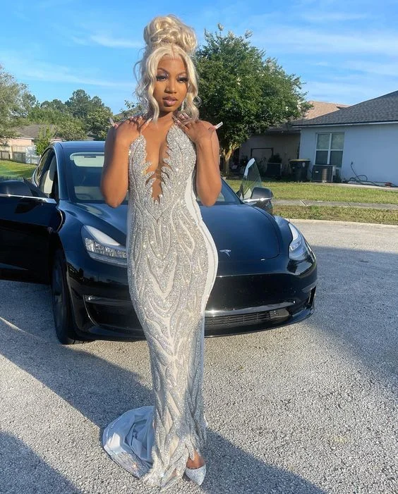 Mega Sale Mermaid Black Girl Dress Sequins Long Prom Dress,DS4848
