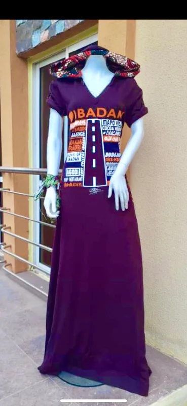 Time-Limited Offer MAXI LOVE IBADAN HOODED DRESS, ANKARA DETAIL
