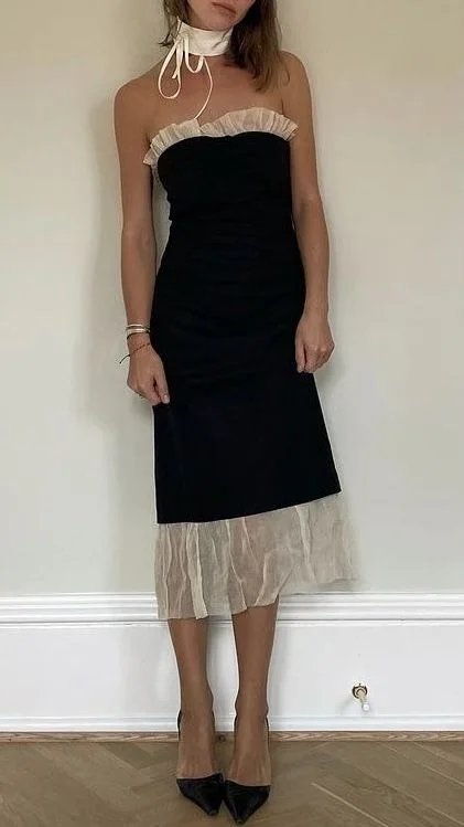 Fantastic Offers Sweet Black Strapless Vintage Party Dress,DP1995