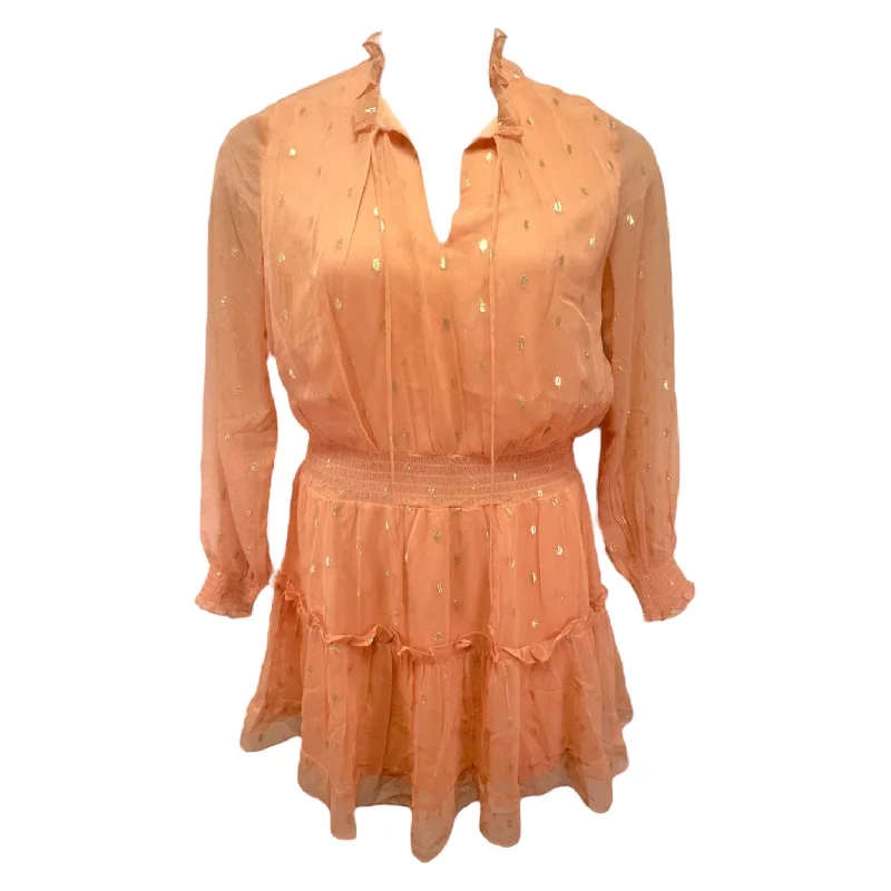 Epic Deals Emma Foil Print Ruffle Dress In Blush Clip NSR, Size L