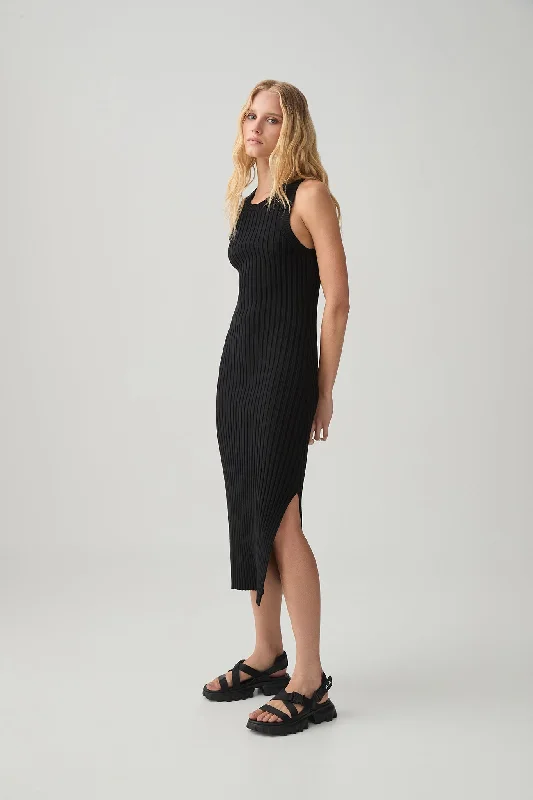 Unmissable Offer Rib Knit Hem Split Dress 816