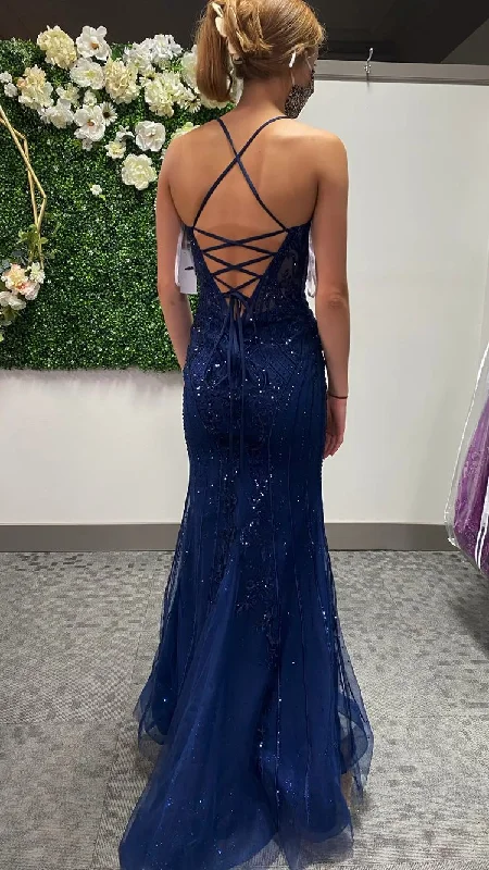Amazing Deals royal blue mermaid backless prom dress,modest evening dresses,DS4521