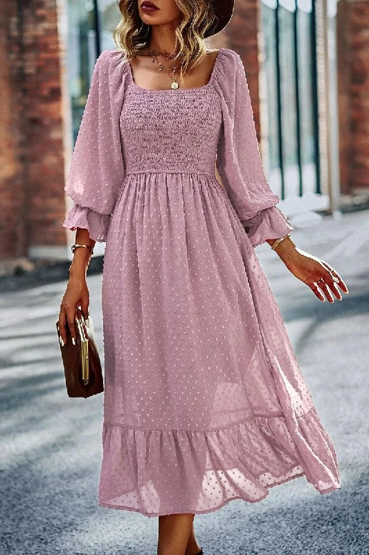 Special Promotion LACED DOT DETAILED RUFFLE DRESS
