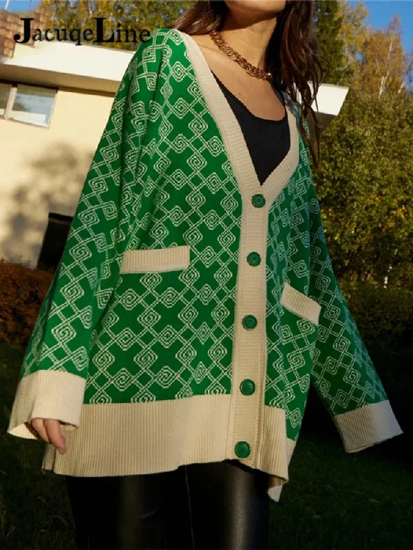 Amazing Deals Awakecrm Christmas Gift Jacuqeline Plaid Long Sleeve Oversize Knitted Cardigan Sweater Women's Winter Clothing Fashion Casual V Neck Loose Sweaters Amazing Deals Awakecrm Christmas Gift Jacuqeline Plaid Long Sleeve Oversize Knitted Cardigan Sweater Women's Winter Clothing Fashion Casual V Neck Loose Sweaters
