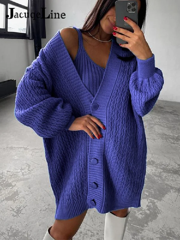 Final Sale Awakecrm Christmas Gift Jacuqeline V Neck Long Sleeve Knitted Sweater Women Cardigan Winter Sexy Tank Top And Button Oversize Sweaters 2 Piece Set Final Sale Awakecrm Christmas Gift Jacuqeline V Neck Long Sleeve Knitted Sweater Women Cardigan Winter Sexy Tank Top And Button Oversize Sweaters 2 Piece Set