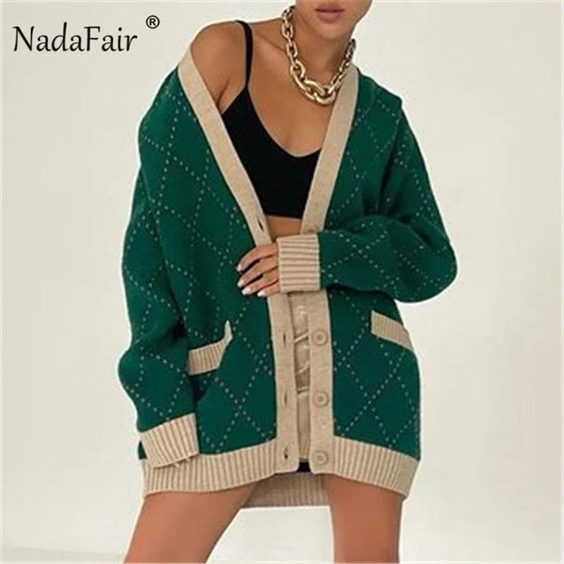 Limited Availability Awakecrm Christmas Gift Nadafair Argyle Womens Cardigans V Neck Vintage Knitted Tops Oversized Sweater Jumpers Autumn Winter Losse Cardigan Ladies Y2K Limited Availability Awakecrm Christmas Gift Nadafair Argyle Womens Cardigans V Neck Vintage Knitted Tops Oversized Sweater Jumpers Autumn Winter Losse Cardigan Ladies Y2K