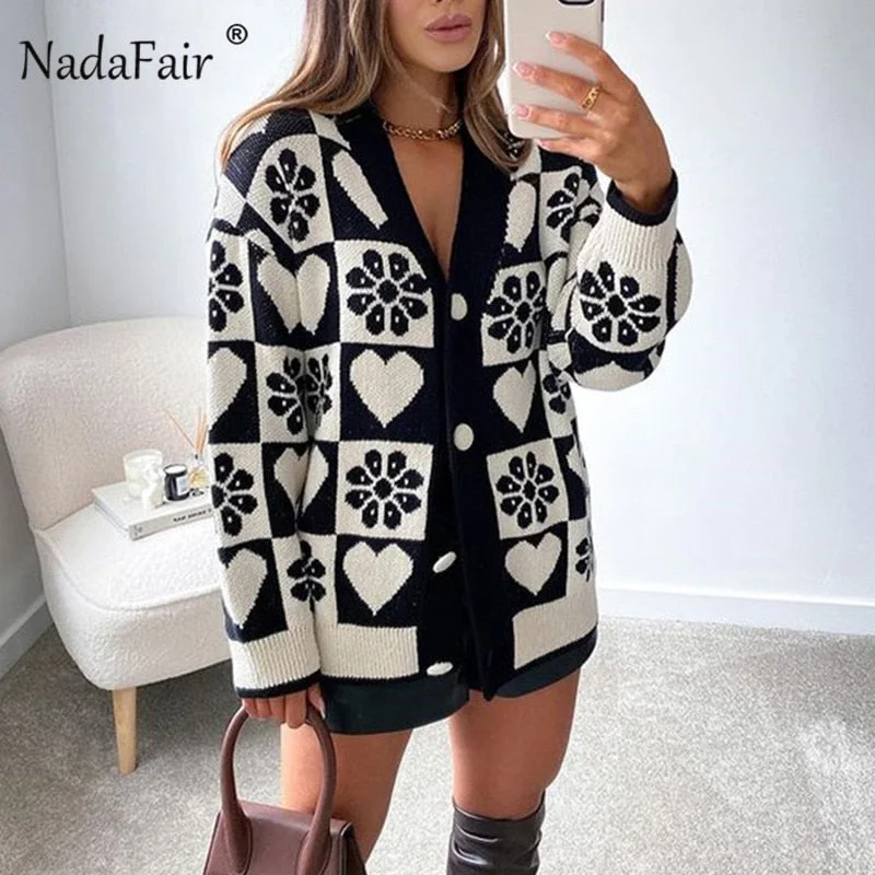 Fantastic Offers Awakecrm Christmas Gift Nadafair Winter ZA Cardigan Women Pattern Print Button Up Autumn Long Sleeve Oversize Knitted Cardigans Sweater Plus Size Fantastic Offers Awakecrm Christmas Gift Nadafair Winter ZA Cardigan Women Pattern Print Button Up Autumn Long Sleeve Oversize Knitted Cardigans Sweater Plus Size