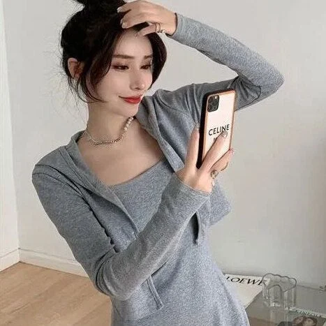 gray cardigan