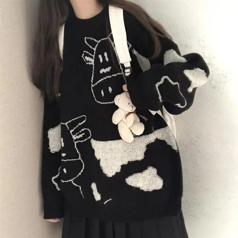 Daily Deals Awakecrm Christmas Gift Sweaters Women Ulzzang Cartoon Cow Vintage O-neck Daily Oversize Girls Pullovers Student Fall Casual All-match Ins Women Sweater Daily Deals Awakecrm Christmas Gift Sweaters Women Ulzzang Cartoon Cow Vintage O-neck Daily Oversize Girls Pullovers Student Fall Casual All-match Ins Women Sweater