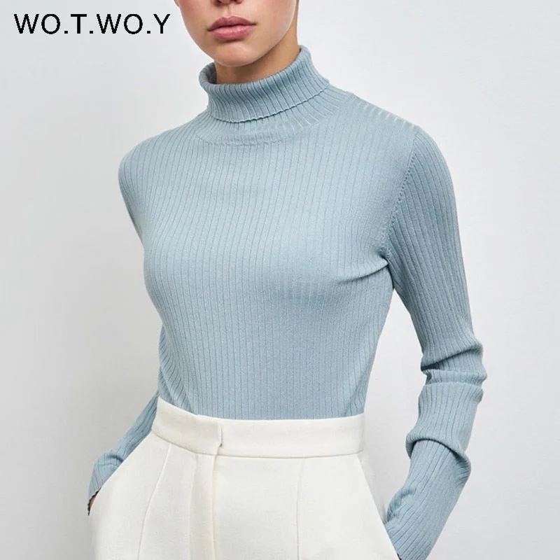 Instant Discount Awakecrm Christmas Gift WOTWOY Basic Knitted Turtleneck Sweaters Women Autumn Winter Slim Fit Bottoming Pullovers Women Solid Cotton Knitwear Female Instant Discount Awakecrm Christmas Gift WOTWOY Basic Knitted Turtleneck Sweaters Women Autumn Winter Slim Fit Bottoming Pullovers Women Solid Cotton Knitwear Female