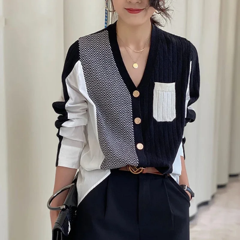 Extra Savings Awakecrm Christmas Gift Zoki Patchwork Women Cardigans Sweater Fashion Irregular Autumn Knitted Buttons Chic Korean Loose Winter Female Long Sleeve Tops Extra Savings Awakecrm Christmas Gift Zoki Patchwork Women Cardigans Sweater Fashion Irregular Autumn Knitted Buttons Chic Korean Loose Winter Female Long Sleeve Tops