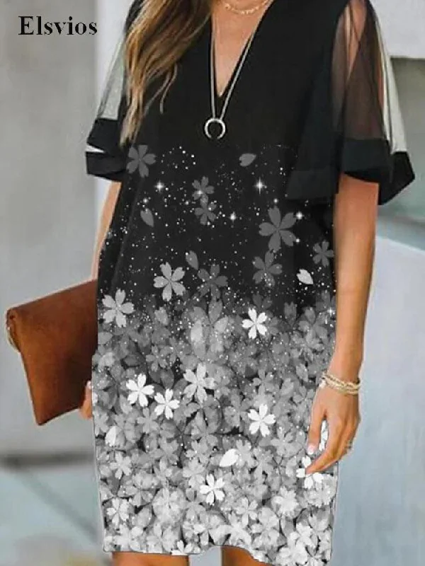Low Prices Fashion Floral Print Mesh Party Mini Dresses Women Casual V Neck Office Dress Sexy Sheer Gauze Short Sleeve Pullover Loose Dress Low Prices Fashion Floral Print Mesh Party Mini Dresses Women Casual V Neck Office Dress Sexy Sheer Gauze Short Sleeve Pullover Loose Dress