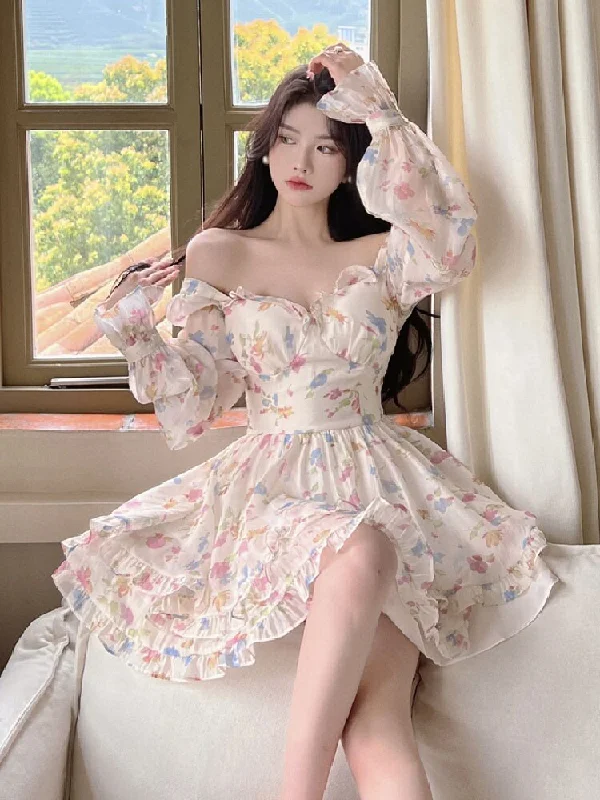 Daily Specials Thanksgiving Gift French Sexy Fairy Women Mini Dress Elegant Slash Neck Floral Princess Dress Off Shoulder Chic Feminine Party Ruffles Dresses Daily Specials Thanksgiving Gift French Sexy Fairy Women Mini Dress Elegant Slash Neck Floral Princess Dress Off Shoulder Chic Feminine Party Ruffles Dresses