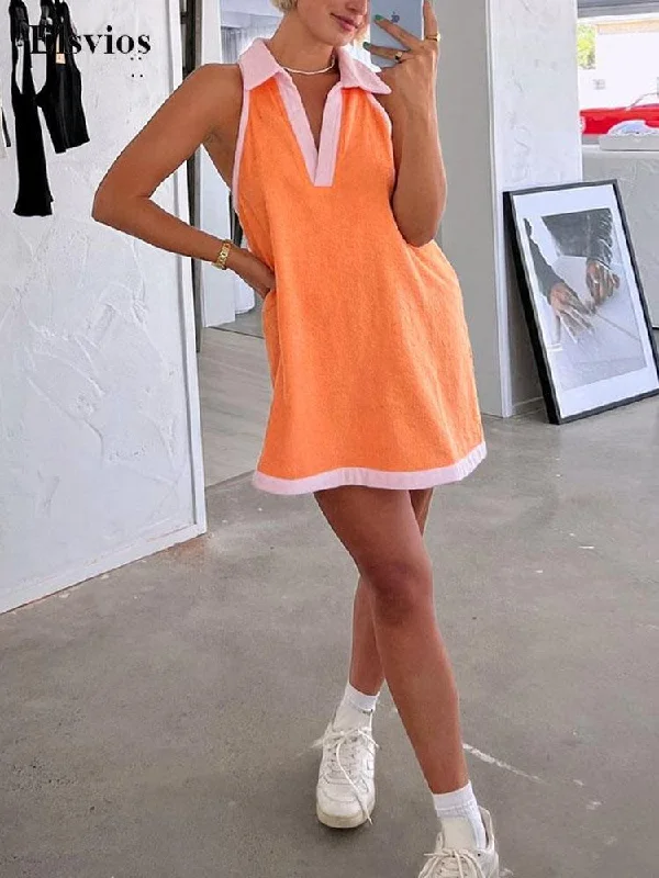 Instant Discount Sexy V Polo Neck Soft Fluffy Pullover Dress Women Loose Summer Sports Casual Dress Sweet Candy Color Sleeveless Mini Dress Instant Discount Sexy V Polo Neck Soft Fluffy Pullover Dress Women Loose Summer Sports Casual Dress Sweet Candy Color Sleeveless Mini Dress
