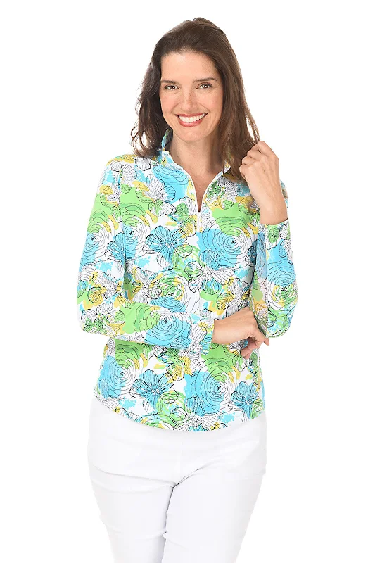 Steals and Deals Lime Paddy Petals UPF50+ Sun Shirt