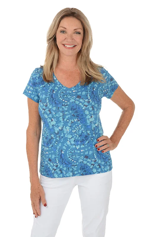 Overstock Lapis Kaleidoscope V-Neck Tee